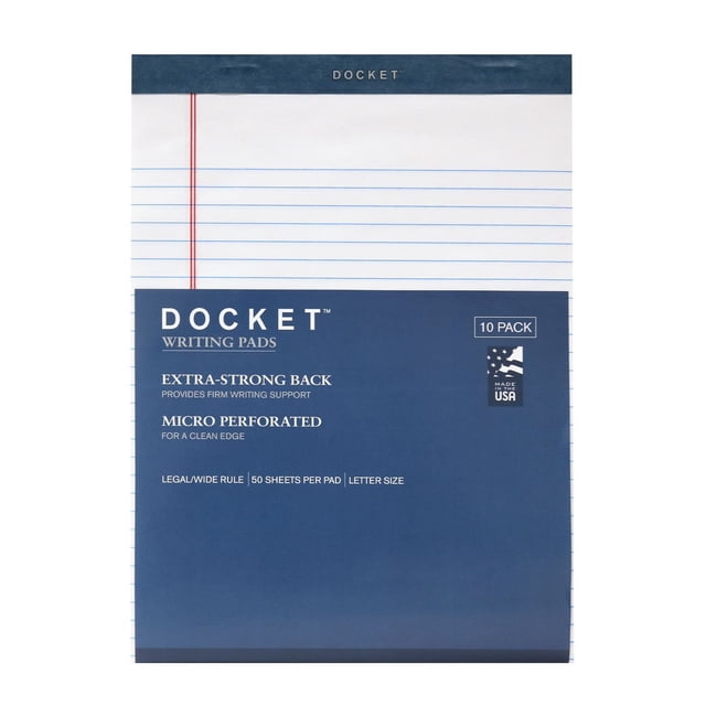 Docket Legal Writing Pads Ruled, 8.5" x 11.75", 10-pk.