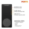 thumbnail image 6 of HP OMEN Gaming Desktop | Intel Core i7-14700F | 16GB DDR5 RAM | 1TB SSD | NVIDIA GeForce RTX 5060 | 2-Year HP Care Pack, 6 of 10