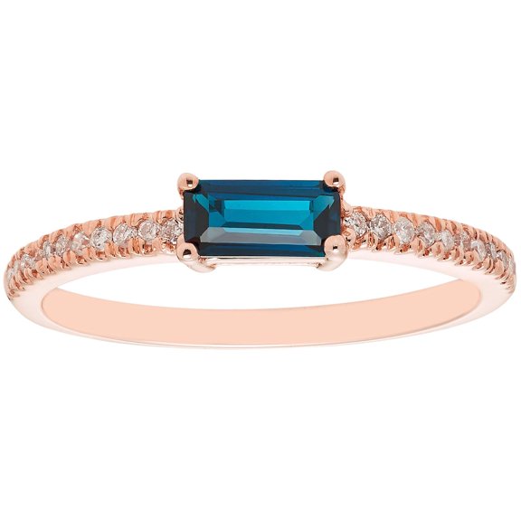 Baguette Cut Gemstone and 0.10 CT. T.W. Diamond Ring in 14K Gold