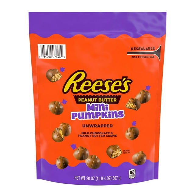 REESE'S Halloween Milk Chocolate Peanut Butter Creme Mini Pumpkins Candy, 20 oz.