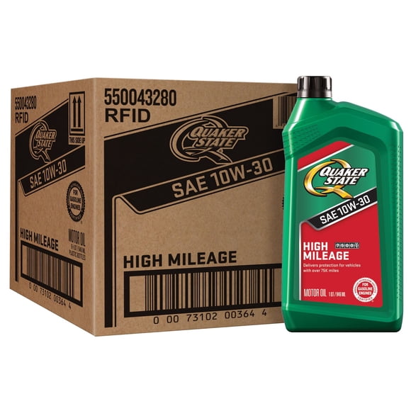Quaker State High Mileage SAE 10W-30 Motor Oil 6-pack/1 quart bottles