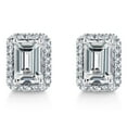 thumbnail image 1 of Emerald Cut Lab Created Gemstone & 0.11 CT. T.W. Diamond Stud Earrings in Sterling Silver, 1 of 6