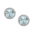 thumbnail image 2 of Round Cut Gemstone & 0.13 CT. T.W. Halo Diamond Stud Earrings in 14K Gold, 2 of 5