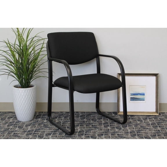 BOSS Office Fabric Upholstered Steel Frame Guest Arm Chair