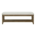 thumbnail image 5 of Westport Beige Fabric Upholstery and Wood Bench with Lower Storage Shelf, 5 of 7