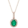 thumbnail image 1 of Oval Cut Genuine Gemstone & 0.11 CT. T.W. Diamond Halo Pendant Necklace in 14K Gold, 1 of 4