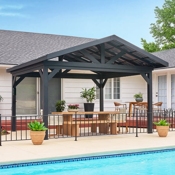 Range Steel Gazebo with Front Gable Overhang & PowerPort