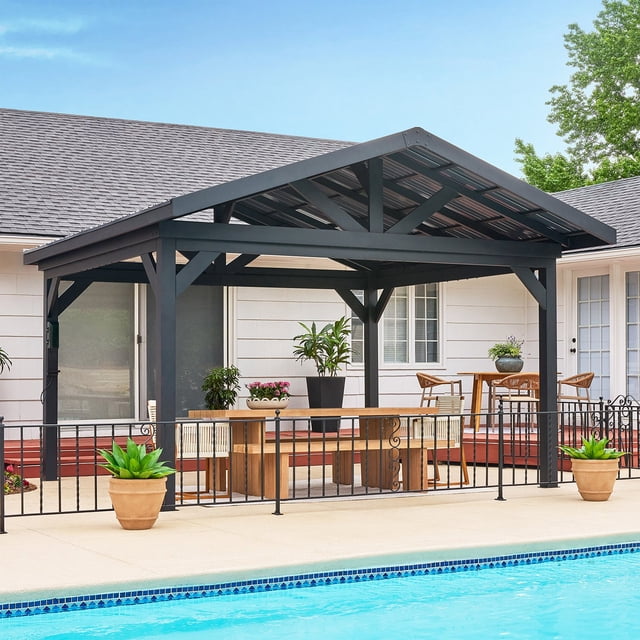 Range Steel Gazebo with Front Gable Overhang & PowerPort
