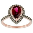 thumbnail image 1 of Pear Cut Rhodolite Garnet & 0.25 C.T.T.W. Halo Diamond Ring in 14K Gold, 1 of 6