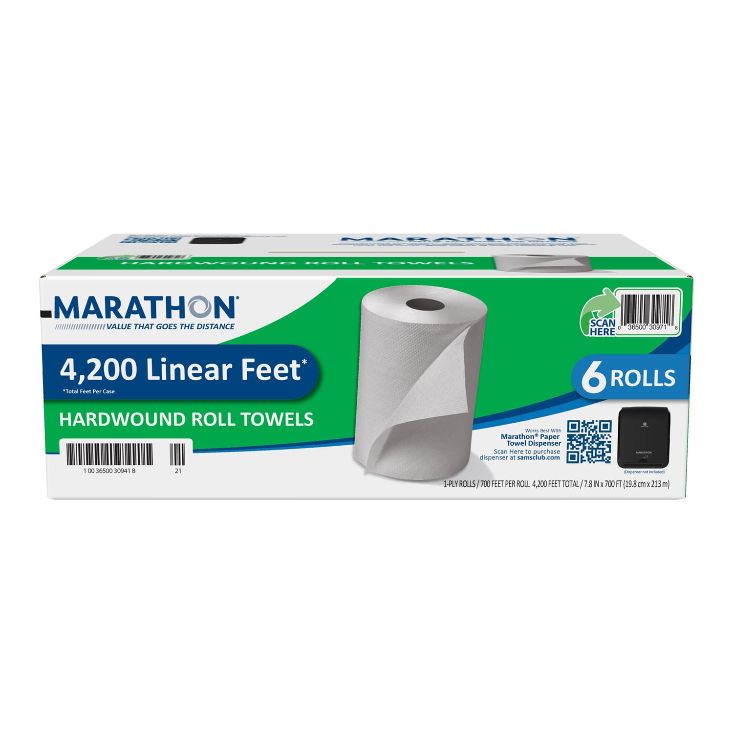 Tork Universal 1-Ply White Hand Towel Roll, 6 rolls, 800 ft./roll