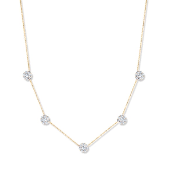 Lab Created Diamond Flower Necklace in 14K Gold, 1.5C.T.T.W.