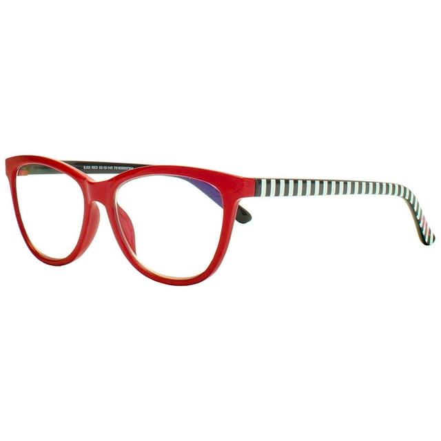 XOX Betsey Johnson Blue Light Blocking Glasses with Cloth and Pouch, Red