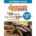 thumbnail image 1 of Willie Jewell's BBQ $50 Value Gift Cards - 2 x $25, 1 of 1