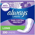 thumbnail image 1 of Always Anti-Bunch Xtra Protection Daily Liners, Unscented, Long, 200 ct., 1 of 10