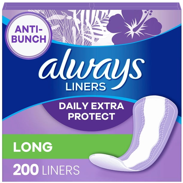 Always Anti-Bunch Xtra Protection Daily Liners, Unscented, Long
