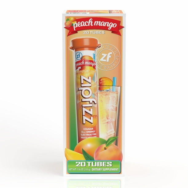 Zipfizz Energy Multi-Vitamin Hydration Drink Mix, Peach Mango, 20