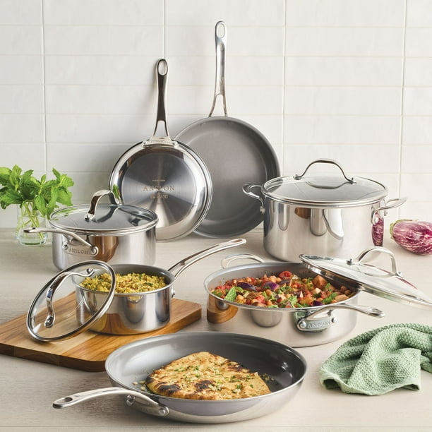 Anolon 11-Piece Everlast Stainless Steel Ceramic Nonstick Cookware