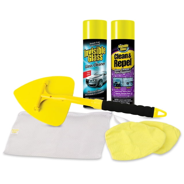 Invisible Glass Reach & Clean Tool with Glass Cleaner and Water Repellant Window Sealant- Long Lasting Beading