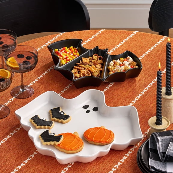 Member's Mark Halloween Serveware, Ghost & Bat, Set of 2