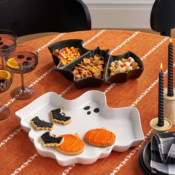 Member's Mark Halloween Serveware, Ghost & Bat, Set of 2