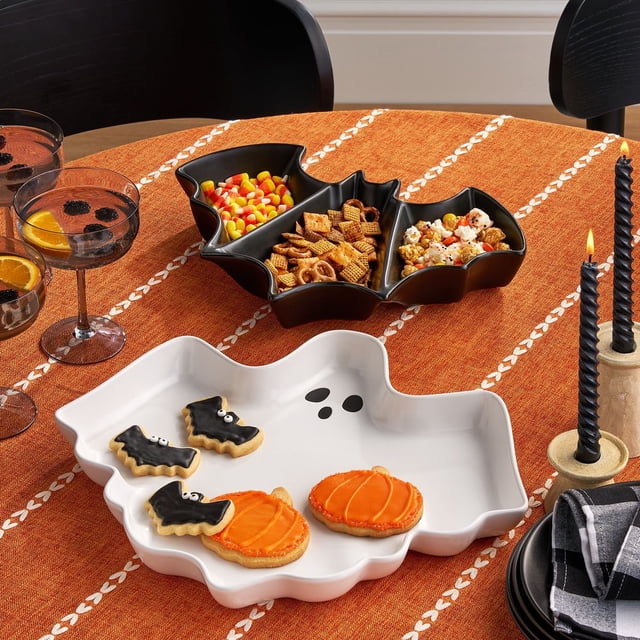Member's Mark Halloween Serveware, Ghost & Bat, Set of 2