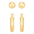 thumbnail image 3 of Diamond Cut Ball Stud  and Hoop Earring Set in 14K Gold, 3 of 13