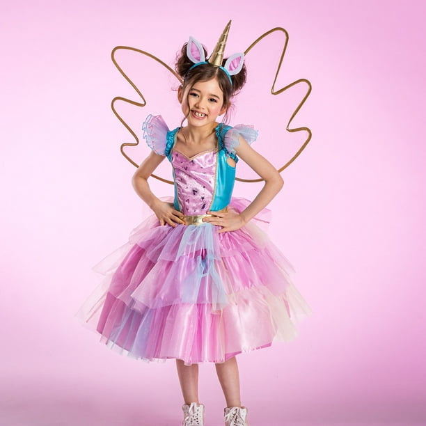 unicorn fairy dress Little Girl Hologram Unicorn Wings Costume – Chicky Chicky Bling Bling