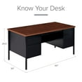 thumbnail image 4 of Hirsh Double Pedestal Office Desk With Center Drawer, Black/Walnut, 4 of 15