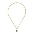 thumbnail image 2 of Amethyst & 0.26 CT.T.W. Diamond Paperclip Chain Necklace in 14K Gold, 2 of 6