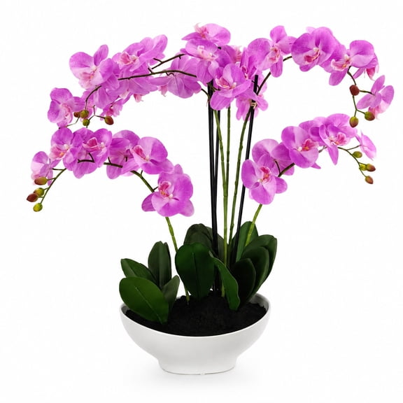 Artificial 20" Orchid in White Ceramic Planter, Assorted Colors