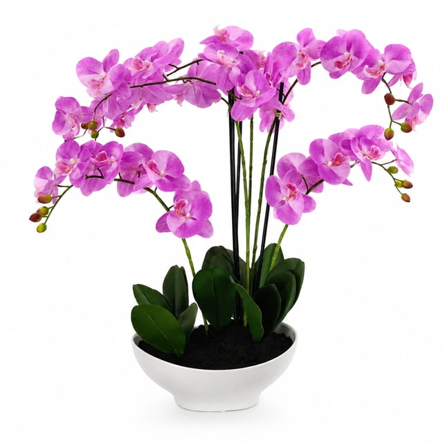 Artificial 20" Orchid in White Ceramic Planter, Assorted Colors