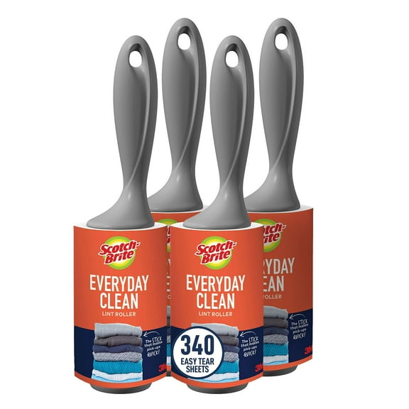 Scotch-Brite Lint Roller Club Pack, 4 Rollers/Pack, 85 Sheets/Roller