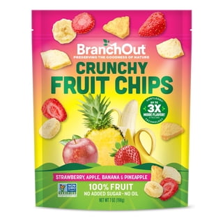 BranchOut Crunchy Fruit Chips with Strawberry, Apple, Banana & Pineapple, No Added Sugar, 7 oz.