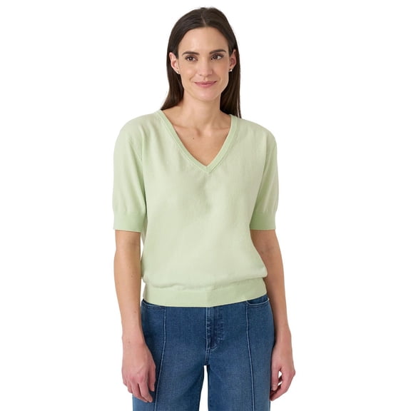 Sam Edelman Women's Short Sleeve V-Neck Sweater