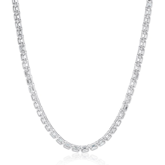 925 Sterling Silver Lab White Sapphire Tennis Necklace