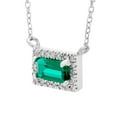 thumbnail image 2 of Baguette Cut Gemstone and 0.06 CT. T.W. Diamond Halo Pendant Necklace in 14K Gold, 2 of 4