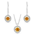 thumbnail image 1 of Round Cut Lab Created Gemstone Dancing Pendant & Earring Set in Sterling Silver, 1 of 8
