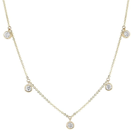 0.75 CT. TW. Bezel Set Chandelier Diamond  Necklace in 14K Gold