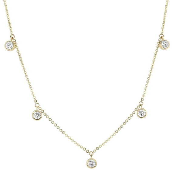 0.75 CT. TW. Bezel Set Chandelier Diamond  Necklace in 14K Gold