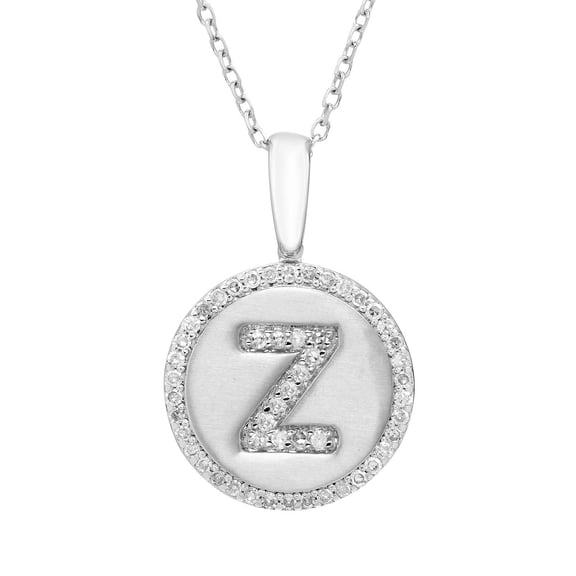 Diamond Initial Pendant Necklace in Sterling Silver