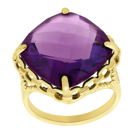Treated Solitaire Gemstone Ring in 14K Gold