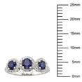thumbnail image 4 of Round Cut 3 Stone Gemstone and 0.19 CT. T.W. Halo Diamond Ring in 14K Gold, 4 of 6
