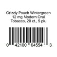 thumbnail image 1 of Grizzly Wintergreen 12mg Tobacco Pouches, 0.38 oz., 5 pk., 1 of 1