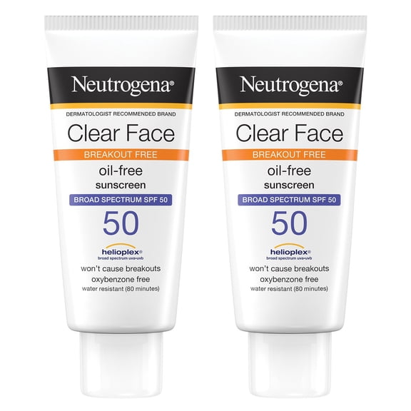 Neutrogena Clear Face Sunscreen Lotion, SPF 50, 2 pk.
