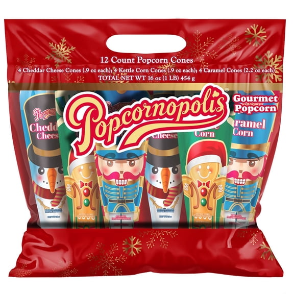 Popcornopolis 12-Count Cone Holiday Gift Pack, 16oz
