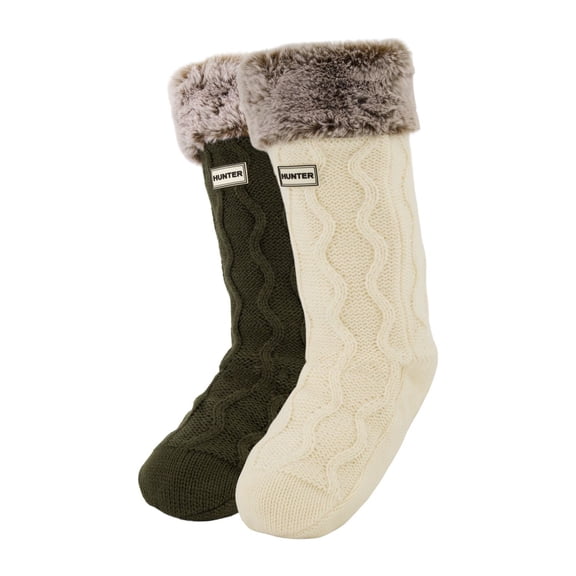 Hunter Women's 2-Pack Cable Knit Slipper Sock