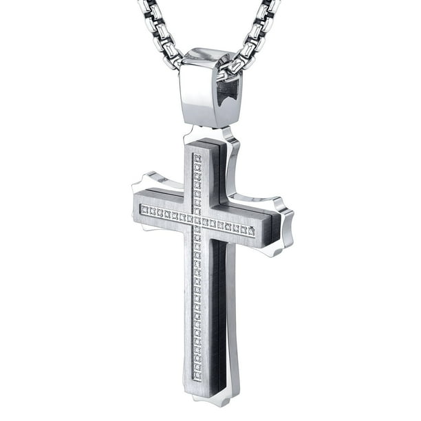 Spartan Diamond Cross Stainless Steel Pendant