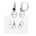 thumbnail image 5 of 9-9.5 mm Round Cultured Freshwater Pearl and Blue Sapphire with 0.11 CT. T.W. Diamond Earrings in 14K Gold, 5 of 5
