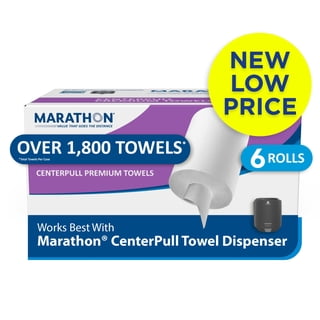 Marathon Centerpull Premium 1-Ply White Paper Towels, 6 rolls, 300 sheets/roll