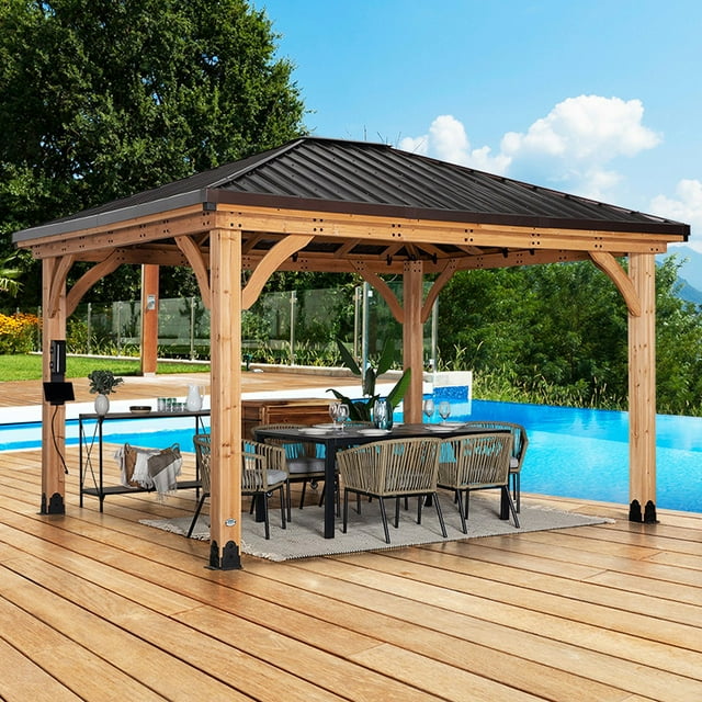 Backyard Discovery Barrington Cedar Gazebo with Powerport, Choose Size